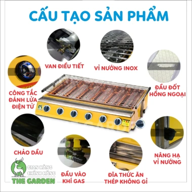 Bếp nướng không khói gas THE GARDEN GREENFIRE 4-8 họng dài ngắn, nướng thịt, hàu - 899.000 VND 4 Bếp nướng không khói gas THE GARDEN GREENFIRE 4-8 họng dài ngắn, nướng thịt, hàu - 899.000 VND 4