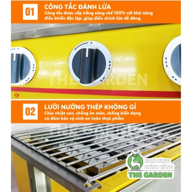 Bếp nướng không khói gas THE GARDEN GREENFIRE 4-8 họng dài ngắn, nướng thịt, hàu - 899.000 VND