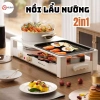Bếp nướng lẩu 2in1 2.200W cao cấp, chống dính, truyền nhiệt nhanh, tiết kiệm điện, kèm vỉ nướng - 1.199.000₫