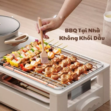 Bếp nướng lẩu 2in1 2.200W cao cấp, chống dính, truyền nhiệt nhanh, tiết kiệm điện, kèm vỉ nướng - 1.199.000₫