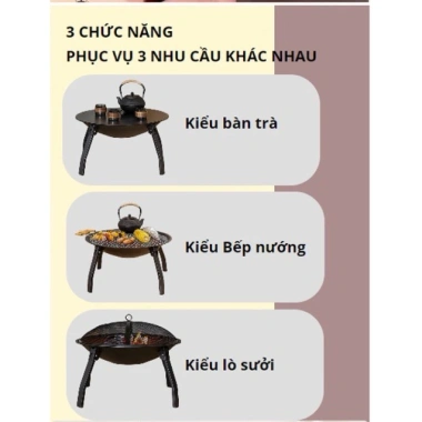 Bếp nướng than hoa 3 trong 1 gấp gọn - Than tre, dùng trong nhà & dã ngoại, 719.000₫ 2