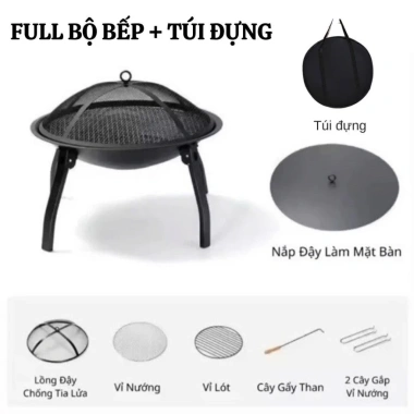 Bếp nướng than hoa 3 trong 1 gấp gọn - Than tre, dùng trong nhà & dã ngoại, 719.000₫ 10