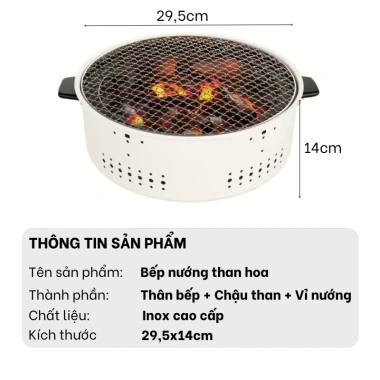 Bếp nướng than hoa không khói Inox cao cấp, chịu nhiệt, cho nhà hàng, gia đình và dã ngoại: Giá 377.000 VND 6