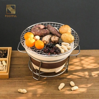 Bếp than di động đa năng Đất sét, Ấm trà, Giá đỡ BBQ - Phù hợp du lịch, cắm trại, sân sau, gia đình