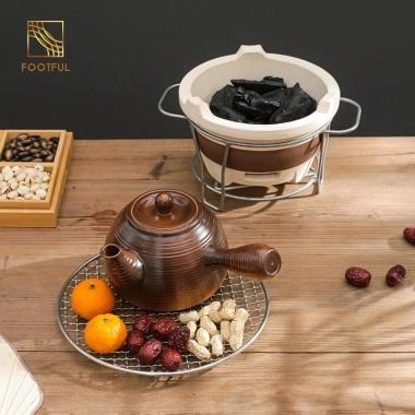 Bếp than di động đa năng Đất sét, Ấm trà, Giá đỡ BBQ - Phù hợp du lịch, cắm trại, sân sau, gia đình