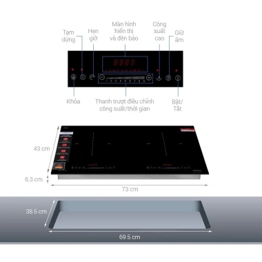 Bếp từ 2 vùng nấu Hafele HC-I7.325B - 9 mức gia nhiệt, cảm ứng trượt cao cấp, giá ưu đãi 15.2 triệu 2