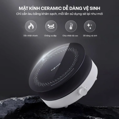 Bếp từ 2.200W Inverter FUJIHOME nhập khẩu - Chống nước, mini trắng di động, tiết kiệm, 860.000