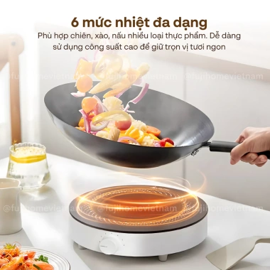 Bếp từ 2.200W Inverter FUJIHOME nhập khẩu - Chống nước, mini trắng di động, tiết kiệm, 860.000