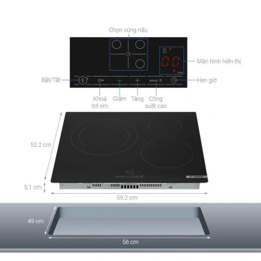 Bếp từ Bosch PUJ61RBB5E 3 vùng nấu - Nhận diện nồi, hẹn giờ, giảm giá 17% 10,27tr