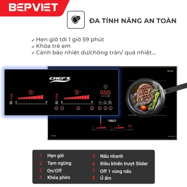 Bếp từ Chefs EH-DIH888 PRO nhập Đức, inverter tiết kiệm, lắp đặt 0đ HN-HCM, 15.88 tr 4