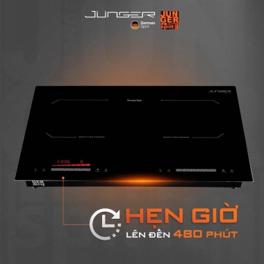 Bếp từ đôi Junger JG CEJ-202-II 4.000W, khóa an toàn, điều khiển riêng, hẹn giờ 480phút, BH 36 tháng, giá ưu đãi 14.99 triệu