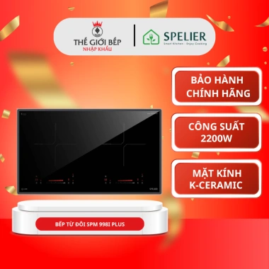 Bếp từ đôi Spelier SPM 998I Plus đen - Âm bàn, kính K-Ceramic, chỉ 7.7 triệu