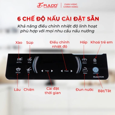 Bếp từ đơn FULCO FC99 2.200W, nút bấm điện tử, bảo hành 12 tháng, tặng nồi lẩu inox - Giá chỉ 1.399.000đ