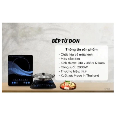 Bếp từ đơn PL 2.200W cảm ứng mặt kính, tặng kèm nồi lẩu - Giá chỉ 298.000₫ 3