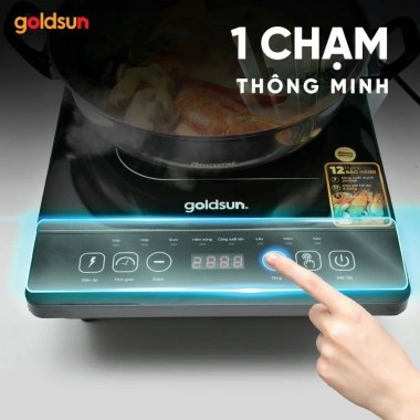 Bếp từ Goldsun GIC3.205-D giá 560k, tặng nồi lẩu inox 26cm, công suất mạnh, an toàn, tiết kiệm điện