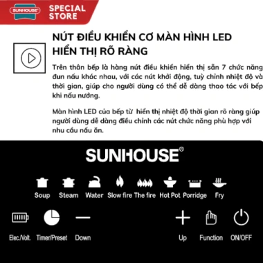 Bếp Từ SUN HOUSE Cao Cấp 2.200W - Cảm ứng Thế hệ mới, Giá chỉ 99.000₫