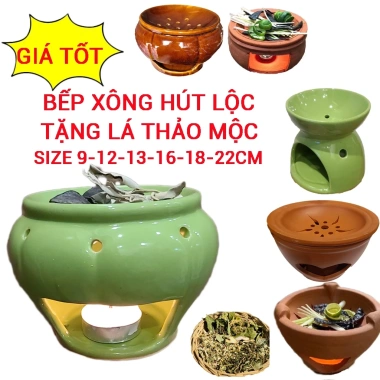 Bếp xông mini men gốm bồ kết chanh sả thảo mộc - Dễ thương, giá 47k giảm mạnh