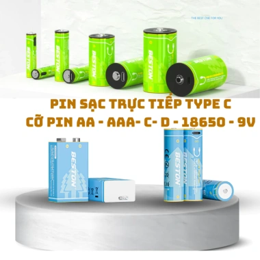 Beston Pin sạc TypeC 1.5V - Đa dạng D, C, AA, AAA, 18.650, 9V, giảm còn 125k