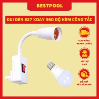 BESTPOOL Chuôi Đèn Đui Đèn E27 Uốn Dẻo 360 Điều Chỉnh 20-25cm - Giá 19.600₫