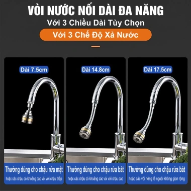 BESTPOOL Dây Nối Vòi Nước Tăng Áp Nút Điều Chỉnh 3 Chế Độ Xoay 360 - 63.900₫