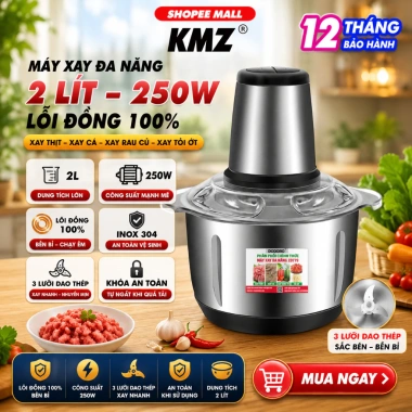 [BH 1NĂM] Máy xay đa năng 250W trục inox, cối inox304, 4 lưỡi dao - Xay được cua, thịt, rau 155k 2