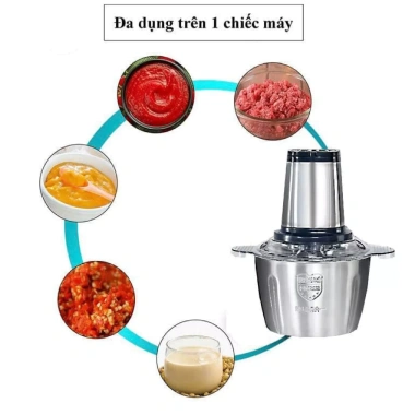 [BH 1NĂM] Máy xay đa năng 250W trục inox, cối inox304, 4 lưỡi dao - Xay được cua, thịt, rau 155k 4