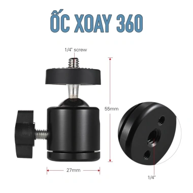 Bi ốc xoay đa năng chuẩn 1/4 inch cho tripod Kẹp điện thoại giảm giá 44.000đ