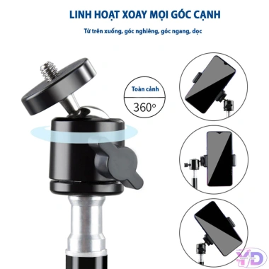 Bi Xoay 360 độ gắn kèm gậy 2m1 Live - Bộ quay video để bàn Ydu, chỉ 15.500