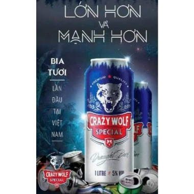 Bia Chó Sói Crazy Wolf 1 lít - Thùng 6 Lon, Giá chỉ 65.000đ, Giảm giá sốc
