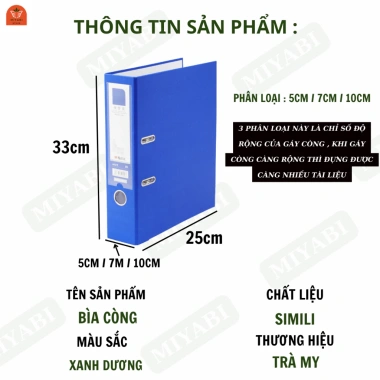 Bìa còng A4 Miyabi Đựng tài liệu, lưu trữ hồ sơ, kẹp simili, giá rẻ chỉ 35.500₫ 2