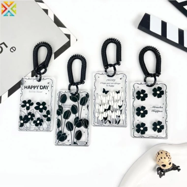 Bìa Đựng Thẻ Sinh Viên Hoa Đen Trong Suốt - Bảo Vệ Thẻ ID, Ngân Hàng, Giảm 17%