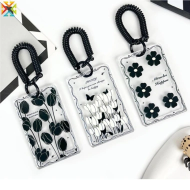 Bìa Đựng Thẻ Sinh Viên Hoa Đen Trong Suốt - Bảo Vệ Thẻ ID, Ngân Hàng, Giảm 17%