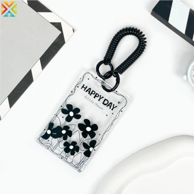 Bìa Đựng Thẻ Sinh Viên Hoa Đen Trong Suốt - Bảo Vệ Thẻ ID, Ngân Hàng, Giảm 17%