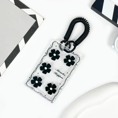 Bìa Đựng Thẻ Sinh Viên Hoa Đen Trong Suốt - Bảo Vệ Thẻ ID, Ngân Hàng, Giảm 17%