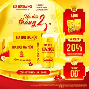Bia Hơi Hà Nội 4,1% Nồng Độ - Combo 2 Thùng 24 Lon 500ml, Giảm Giá 896.000₫