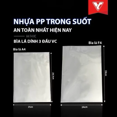 Bìa Lá A4 Ép 3 Góc Cạnh, Dính 3 Đầu Nhựa PP Trong Suốt - Đựng Tài Liệu Lưu Trữ