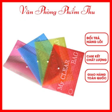 Bìa Nút My Clear Bag 12 cái - Nhiều màu Xanh Dương, Lá, Đỏ, Vàng, Giá 53.000₫