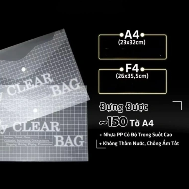 Bìa Nút My Clear Bag 12 cái - Nhiều màu Xanh Dương, Lá, Đỏ, Vàng, Giá 53.000₫