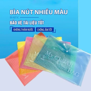 Bìa nút nhựa F4 A4 màu Bià My Clear - Đựng hồ sơ chắc chắn, giá chỉ 16.000₫
