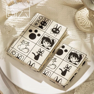 Bìa Sách Vải Handmade Mèo Dễ Thương Hobo A5 A6 Điều Chỉnh, Bảo Vệ Sổ Tay và Sách 3
