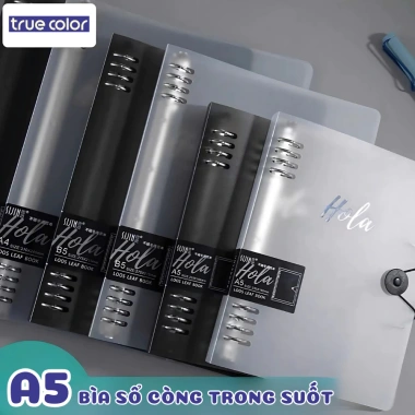 Bìa Sổ Còng A5 Hola Nhựa Trong Suốt - Thiết Kế Khuyết, Sắt Bền, Phù Hợp Planner & Bullet Journal - Giá 35.000 VND