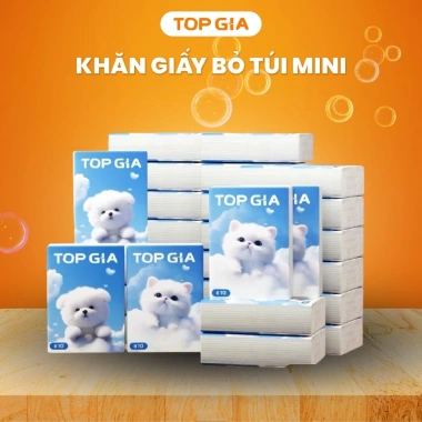 Bịch 10 Gói Khăn Giấy Top Gia Mini 4 Lớp 20x20cm Mềm Mịn Tiện Lợi - 29.900₫