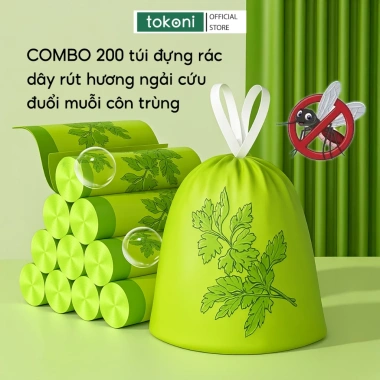 Bịch 50 Túi Đựng Rác Dây Rút Ngải Cứu JYoohome Đuổi Muỗi Khử Mùi Tiện Lợi 22k
