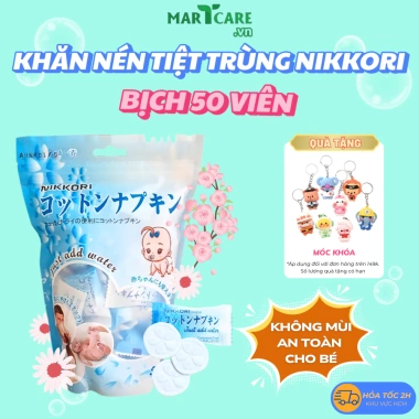 Bịch 50 Viên Khăn Nén Du Lịch Nikkori Tiệt Trùng - Bột Gỗ Tự Nhiên, 102k