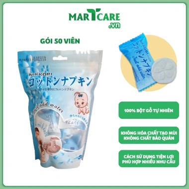 Bịch 50 Viên Khăn Nén Du Lịch Nikkori Tiệt Trùng - Bột Gỗ Tự Nhiên, 102k