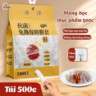 Bịch 500 Màng Bọc Thực Phẩm Co Giãn PE An Toàn và Móc Treo Tường - Giá 49.000