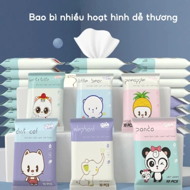 Bịch 64 khăn giấy ướt mini bỏ túi - Khăn ướt đa năng du lịch không mùi, an toàn cho bé, giá ưu đãi 24.700 5