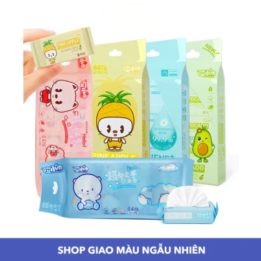 Bịch 64 khăn giấy ướt mini bỏ túi - Khăn ướt đa năng du lịch không mùi, an toàn cho bé, giá ưu đãi 24.700 9