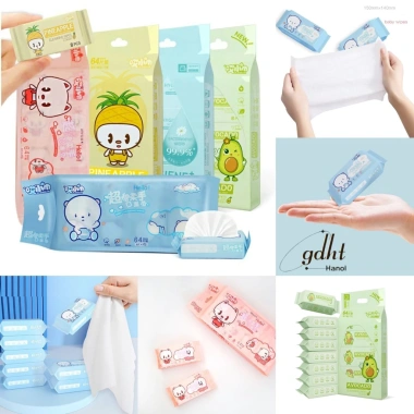 Bịch 8 gói khăn ướt mini bỏ túi họa tiết đáng yêu, du lịch nhỏ gọn, chỉ 46.000 đồng