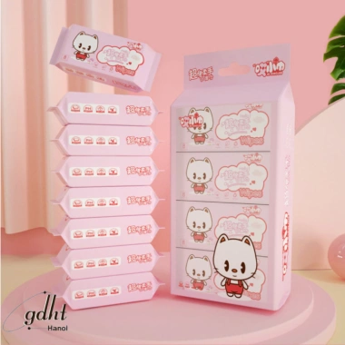 Bịch 8 gói khăn ướt mini bỏ túi họa tiết đáng yêu, du lịch nhỏ gọn, chỉ 46.000 đồng